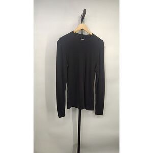 Quince 100% Merino Wool Cold Weather Base Layer Crew Black Sleeved Top M